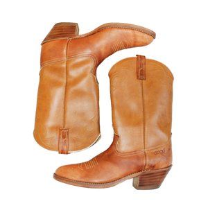 Vintage Brown Leather Western Cowboy Boots